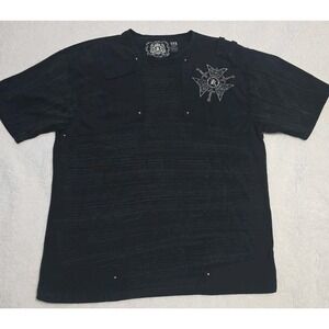 Vintage Y2k Kanji Black T-shirt Size 4XL